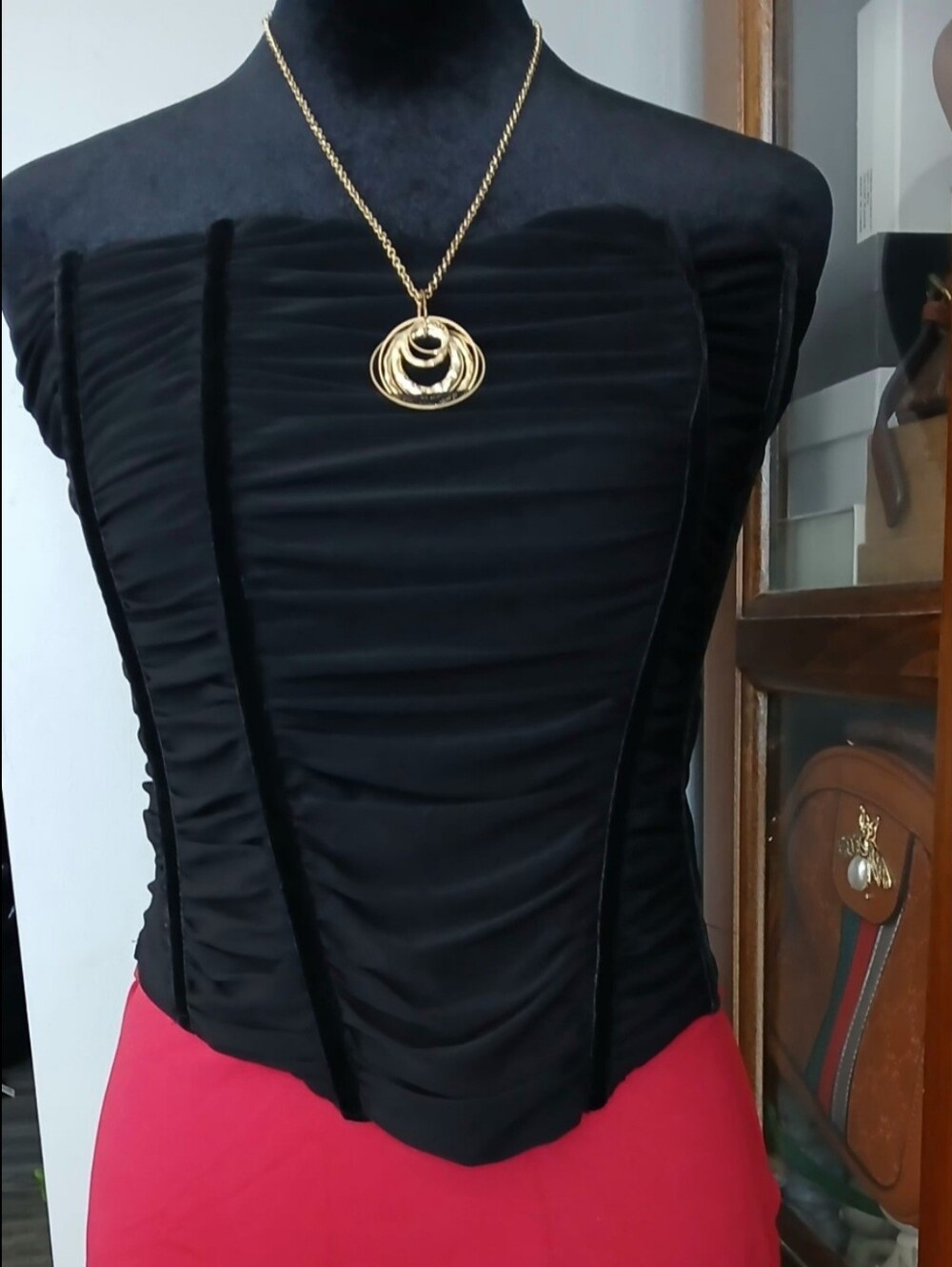 Women’s Black Ruched Strapless Corset